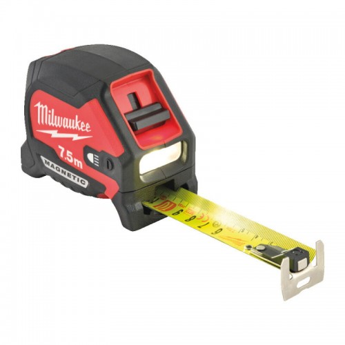 Рулетка магнитная MAGNETIC MILWAUKEE с LED подсветкой, 7,5м, (30мм)