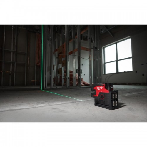Нивелир 4х точечный лазерный аккумуляторный MILWAUKEE M12 CLL4P-301C (зелёный луч) (ЗУ+1Х3Ач+кейс)