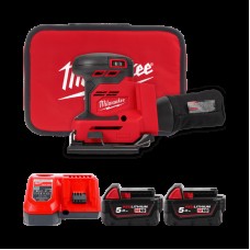 Шлифмашина вибрационная аккумуляторная MILWAUKEE M18 BQSS-502B (ЗУ+2акк.Х5Ач+сумка)