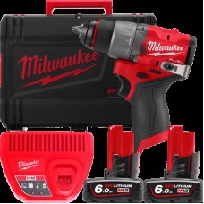 Дрель-шуруповерт аккумуляторная бесщёточная MILWAUKEE M12 FDD2-602X (45 Нм) (ЗУ+2ак.Х6Ач+HDкейс)