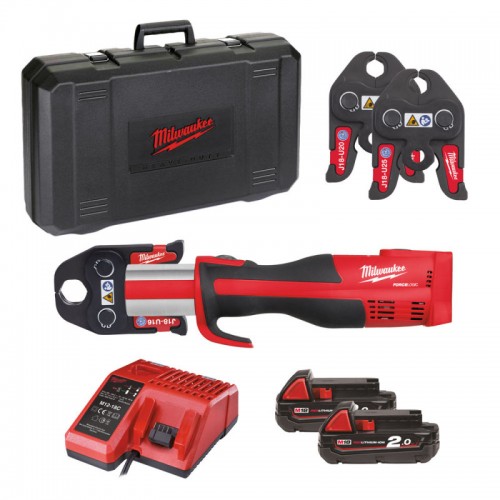 Обжимник гидравлический аккумуляторный для труб MILWAUKEE M18 BLHPT-202C (ЗУ+2Х2Ач+кейс)