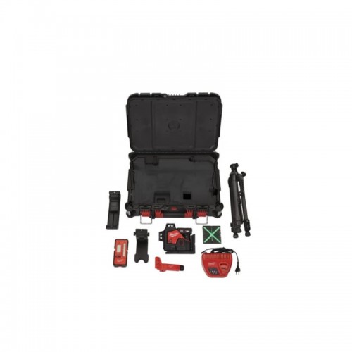 Нивелир лазерный аккумуляторный 3D MILWAUKEE M12 3PL-401C (360˚, зелёный луч) (ЗУ+1Х4Ач+кейс)