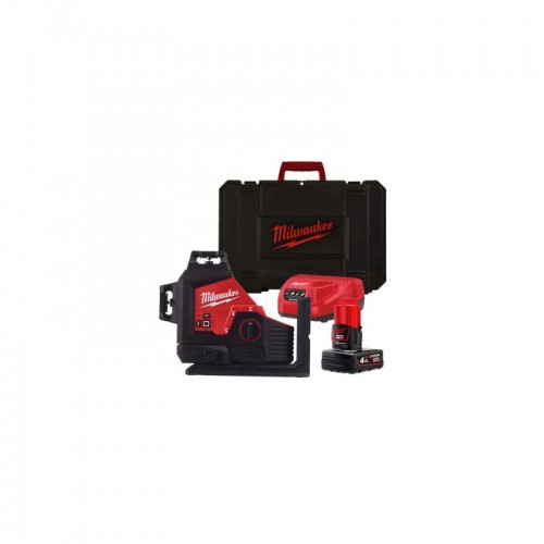 Нивелир лазерный аккумуляторный 3D MILWAUKEE M12 3PL-401C (360˚, зелёный луч) (ЗУ+1Х4Ач+кейс)