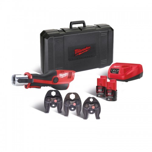Обжимник гидравлический аккумуляторный для труб MILWAUKEE M12 HPT-202C U-KIT (ЗУ+2акк.Х2Ач+кейс)