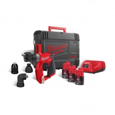 Дрель-шуруповерт аккумуляторная бесщеточная MILWAUKEE M12 FDDXKIT-203X,34Нм (4насадки+ЗУ+2Х3Ач+кейс)