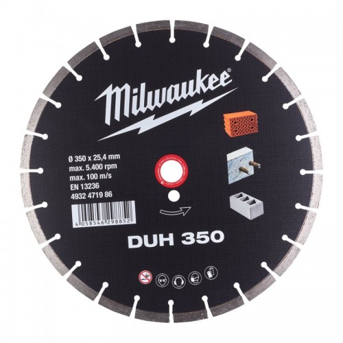 Диск алмазный MILWAUKEE DUH 350, Ø350мм (железобетон, кирпич)