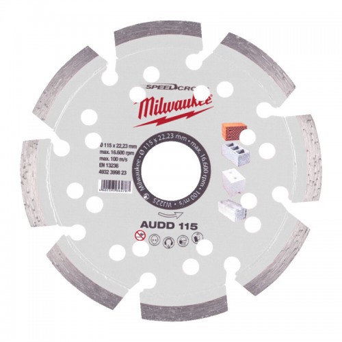 Диск алмазный Speedcross MILWAUKEE AUDD 115, Ø115мм (бетон, кирпич, асфальт)