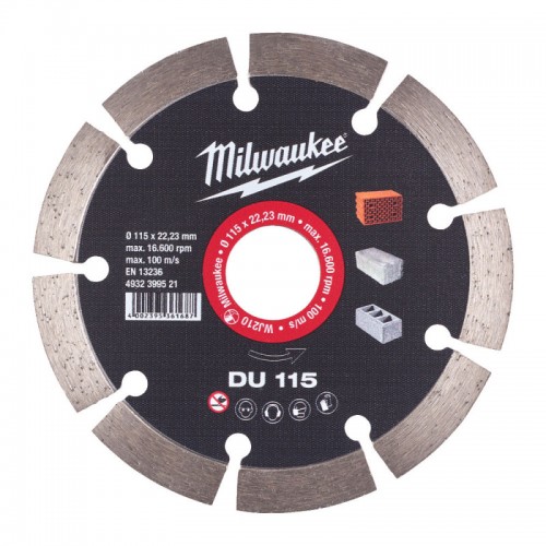 Диск алмазный MILWAUKEE DU 115, Ø115мм (кирпич, бетон)
