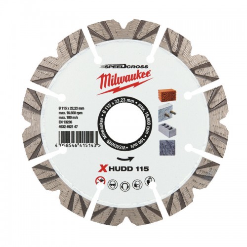 Диск алмазный Speedcross MILWAUKEE XHUDD 115, Ø115мм (железобетон, гранит)