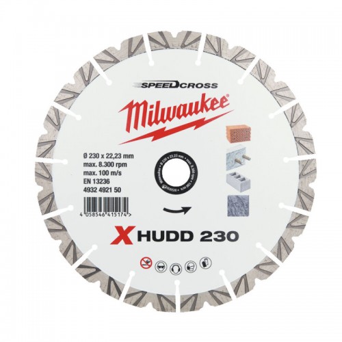 Диск алмазный Speedcross MILWAUKEE XHUDD 230, Ø230мм (железобетон, гранит)