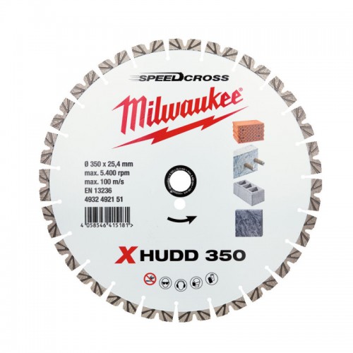 Диск алмазный Speedcross MILWAUKEE XHUDD 350, Ø350мм (железобетон, гранит)