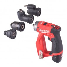 Дрель-шуруповерт аккумуляторная бесщеточная MILWAUKEE M12 FDDXKIT-202X,34Нм (4насадки+ЗУ+2Х2Ач+кейс)