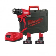 Дрель-шуруповёрт аккумуляторная бесщёточная MILWAUKEE M12 BLDDRC-402С (40Нм) (ЗУ+2акк.Х4Ач+кейс)
