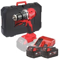 Дриль-шуруповерт акумуляторна безщіткова ударна MILWAUKEE M18 BLPDRC-402C (60Нм) (ЗУ+2Х4Ач+кейс)