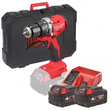 Дрель-шуруповёрт аккумуляторная бесщёточная ударная MILWAUKEE M18 BLPDRC-402C (60Нм) (ЗУ+2Х4Ач+кейс)
