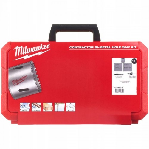 Набор коронок BiM Contractor MILWAUKEE (Ø25, 32, 40, 54, 68, 76мм) (10шт)