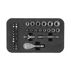 Набор головок торцевых хромированных метрических ¼” + ударные биты MILWAUKEE, (4-14мм) (39шт)