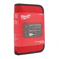 Набор головок торцевых хромированных метрических ¼” + ударные биты MILWAUKEE, (4-14мм) (39шт)