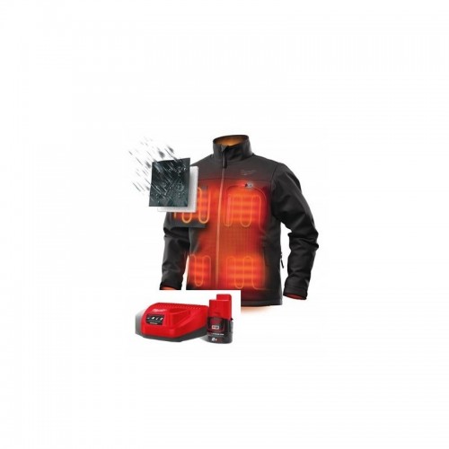 Куртка с подогревом MILWAUKEE, M12 HJBL5-201 (M), черная (размер M) (+ЗУ, 1 аккум.Х 2Ач)
