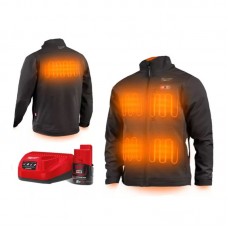 Куртка с подогревом MILWAUKEE, M12 HJBL5-201 (XL), черная (размер XL) (+ЗУ, 1 аккум.Х 2Ач)
