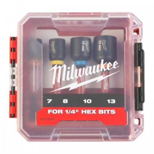 Набор насадок торцевых магнитных под внешний 6-гранник ShW MILWAUKEE, (7, 8, 10 ,13мм) (4 шт)