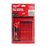 Набір викруток прецезійних ізольованих VDE MILWAUKEE 10-в-1 (рукоятка VDE + 10 біт VDE)