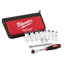 Набор головок торцевых хромированных метрических ⅜″ TRADESMAN MILWAUKEE (12шт)