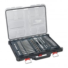 Набор головок торцевых хромированных метрических ½” + ¼”  PACKOUT™ MILWAUKEE, с воротком (63шт)