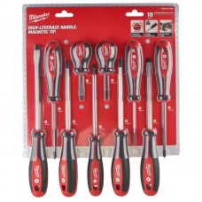 Набор отверток магнитных с трехгранной рукояткой MILWAUKEE, PH/PZ/SL, (10шт)