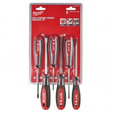 Набор отверток магнитных с трехгранной рукояткой MILWAUKEE, (PZ1/PZ2/SL3/SL4/SL5.5/SL6.5), (6шт)