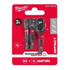 Набор переходников ShW MILWAUKEE, з 1/4'' Hex на квадрат (1/4\