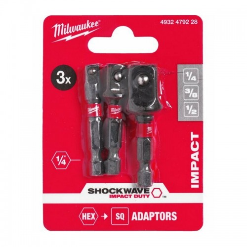 Набор переходников ShW MILWAUKEE, з 1/4'' Hex на квадрат (1/4\