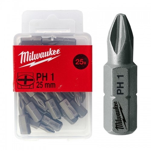 Бита MILWAUKEE, PH2, 25мм, (25 шт)