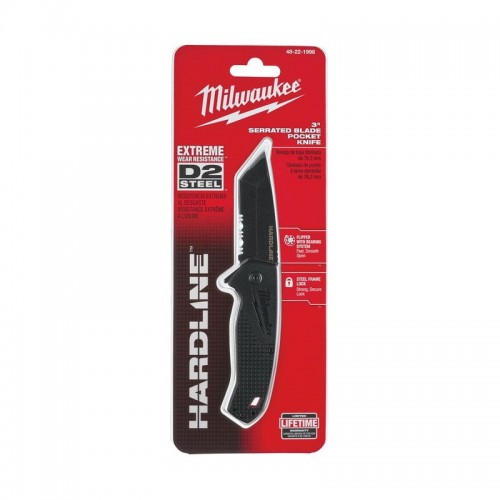 Нож складной  HARDLINE Serrated MILWAUKEE с серейторным лезвием 75мм