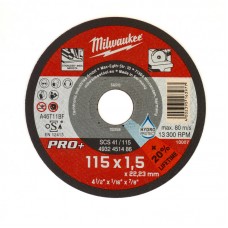 Диск отрезной по металлу MILWAUKEE, SCS 41/115х1.5 PRO+, Ø115мм