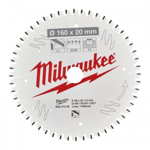 Диск пильный по алюминию PFTE MILWAUKEE, Ø190х30х2,4мм, 54 зуб.