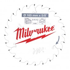 Диск пильный по дереву PFTE THIN KERF MILWAUKEE, Ø165х5/8''х1,6мм, 24 зуб.
