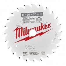Диск пильный по дереву PFTE THIN KERF MILWAUKEE, Ø165х20х1,6мм, 24 зуб.