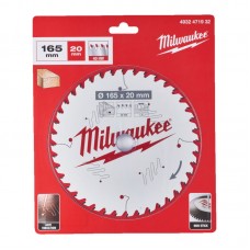 Диск пильный по дереву PFTE THIN KERF MILWAUKEE, Ø165х20х1,6мм, 40 зуб.