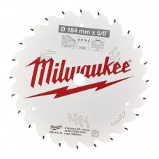 Диск пильный по дереву PFTE THIN KERF MILWAUKEE, Ø184х5/8''х1,6мм, 24 зуб.