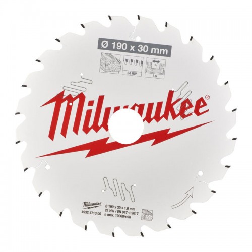 Диск пильный по дереву PFTE THIN KERF MILWAUKEE, Ø190х30х1,6мм, 24 зуб., (замена на 4932498976)