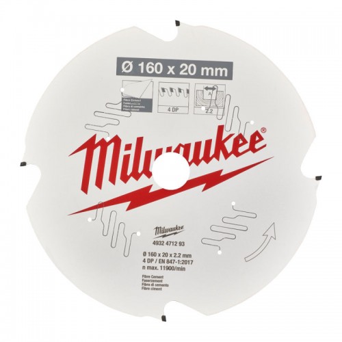 Диск пильный по фиброцементу PFTE MILWAUKEE, Ø190х30х1,8мм, 4 зуб.