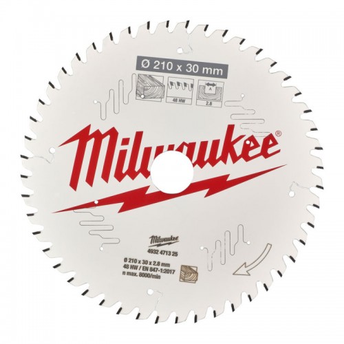 Диск пильный по дереву PFTE THIN KERF MILWAUKEE, Ø210х30х2,8мм, 48 зуб.