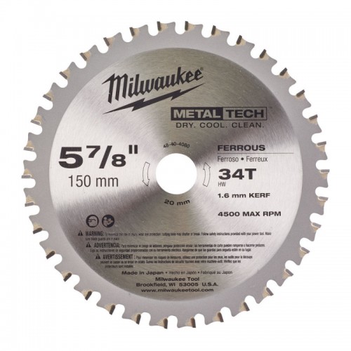 Диск пильный по металлу MILWAUKEE, Ø150х20х1,6мм, 34 зуб., (замена на 48404215)