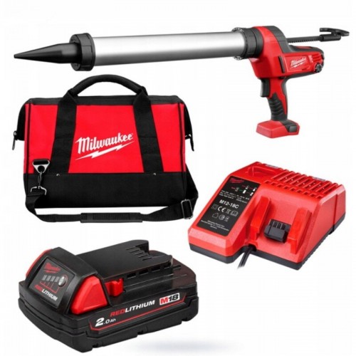Пистолет для герметика аккумуляторный MILWAUKEE C18 PCG/600A-201B (600мл) (ЗУ+1акк.Х2Ач+сумка)