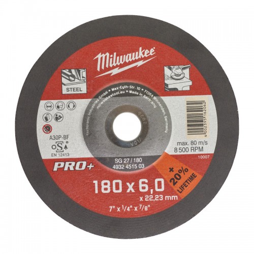 Диск зачистной по металлу MILWAUKEE, SG 27/115х6 PRO+, Ø115мм