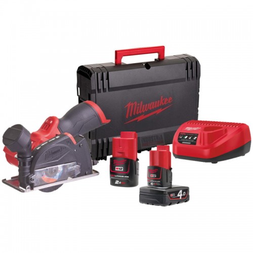 Пила дисковая универсальная аккумуляторная бесщёточная MILWAUKEE M12 FCOT-422X, Ø76 (ЗУ+2акк+кейс)