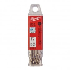 Свердло по металу HSS-G MILWAUKEE, DIN 1412 C, Ø3,0х46х11мм, двухстороннее, (10шт)
