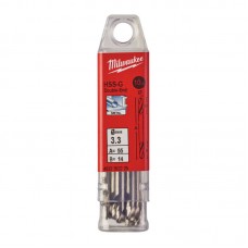 Сверло по металлу HSS-G MILWAUKEE, DIN 1412 C, Ø3,3х49х12мм. двухстороннее, (10шт)