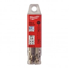Сверло по металлу HSS-G MILWAUKEE, DIN 1412 C, Ø3,5х52х14мм, двухстороннее, (10шт)